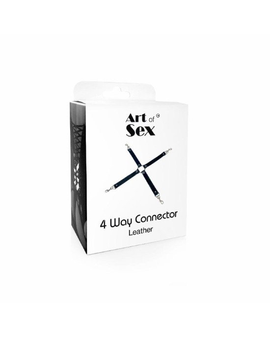 Хрестовина з натуральної шкіри Art of Sex - 4 Way Connector, Чорний