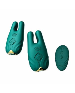 Смарт-вібратор для грудей Zalo - Nave Turquoise Green, пульт ДК, робота через додаток