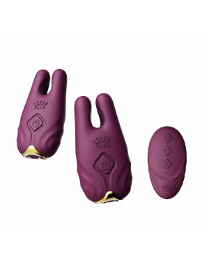 Смарт-вібратор для грудей Zalo - Nave Velvet Purple, пульт ДК, робота через додаток
