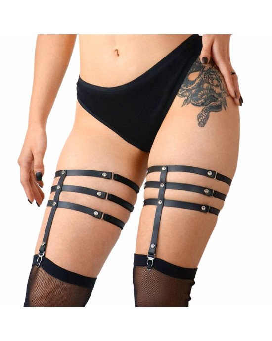 Гартери зі стразами Art of Sex - Floy, натуральна шкіра, Розмір XS - 2XL, колір Чорний Гартери зі стразами Art of Sex - Floy, натуральна шкіра, Розмір XS - 2XL, колір Чорний
