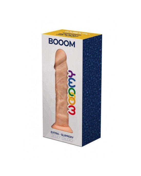 Фалоімітатор Wooomy Booom, з присоскою, сумісний з трусиками для страпона, 19,3х4,3 см