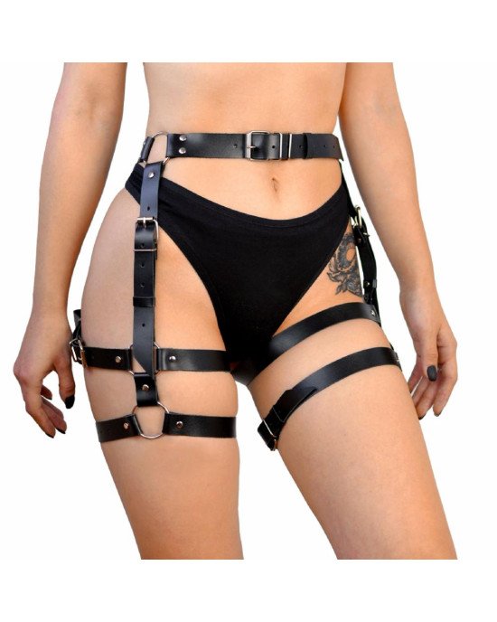 Гартери Art of Sex Claire, натуральна шкіра, розмір L-2XL, колір чорний Гартери Art of Sex Claire, натуральна шкіра, розмір L-2XL, колір чорний