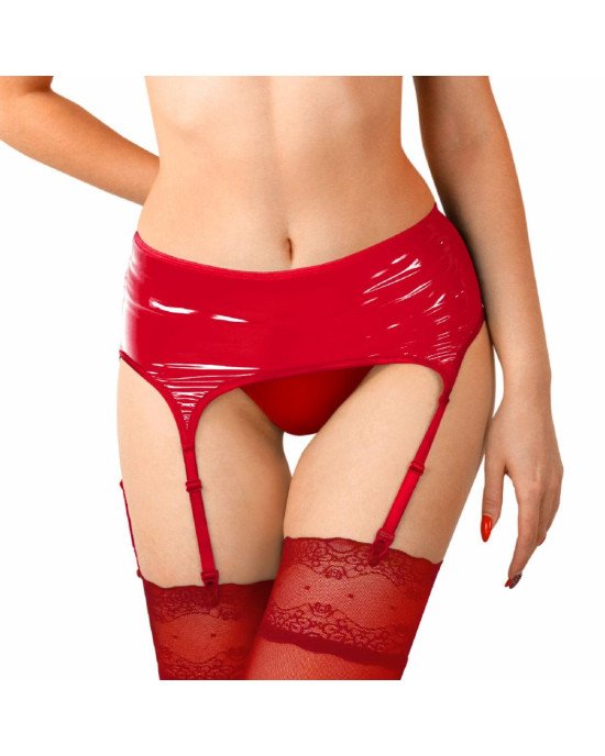 Сексуальний вініловий пояс для панчох Art of Sex - Niks, розмір XS-M, Червоний Сексуальний вініловий пояс для панчох Art of Sex - Niks, розмір XS-M, Червоний