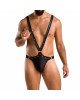 Чоловіче боді з люверсами Passion 028 HARRY S/M Black, екошкіра, на шлейках Чоловіче боді з люверсами Passion 028 HARRY S/M Black, екошкіра, на шлейках