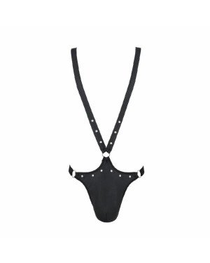 Чоловіче боді з люверсами Passion 028 HARRY S/M Black, екошкіра, на шлейках Чоловіче боді з люверсами Passion 028 HARRY S/M Black, екошкіра, на шлейках