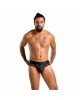 Чоловічі труси з ланцюжком Passion 030 SLIP TOM XXL/XXXL Black, екошкіра, відкриті сідниці Чоловічі труси з ланцюжком Passion 030 SLIP TOM XXL/XXXL Black, екошкіра, відкриті сідниці