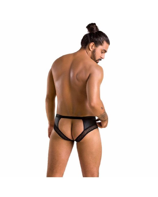 Чоловічі труси з ланцюжком Passion 030 SLIP TOM XXL/XXXL Black, екошкіра, відкриті сідниці Чоловічі труси з ланцюжком Passion 030 SLIP TOM XXL/XXXL Black, екошкіра, відкриті сідниці