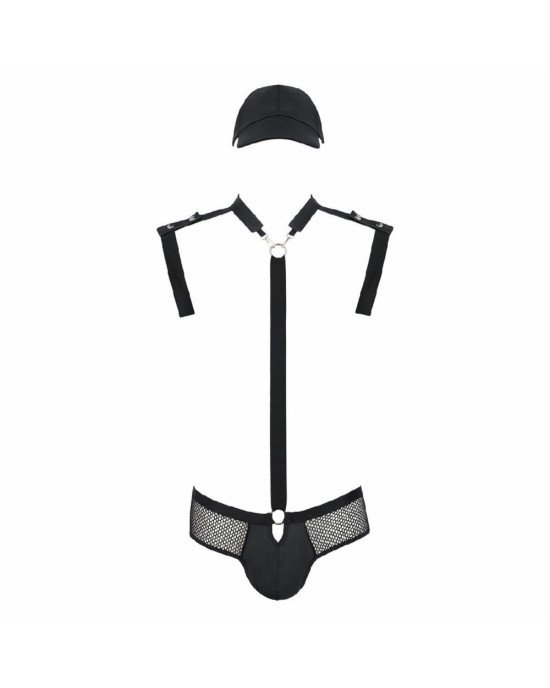 Комплект еротичної чоловічої білизни Passion 038 SET JOHN L/XL Black, боді, кепка Комплект еротичної чоловічої білизни Passion 038 SET JOHN L/XL Black, боді, кепка
