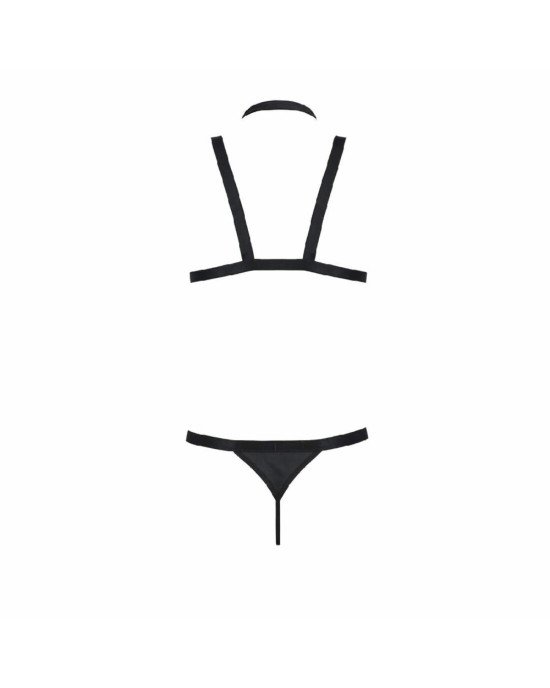 Комплект чоловічої білизни зі стреп Passion 039 SET ANDREW XXL/XXXL Black, стринги, шлейки