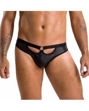 Чоловічі сліпи з вирізами Passion 041 SLIP JOE L/XL Black, екошкіра, відкриті сідниці