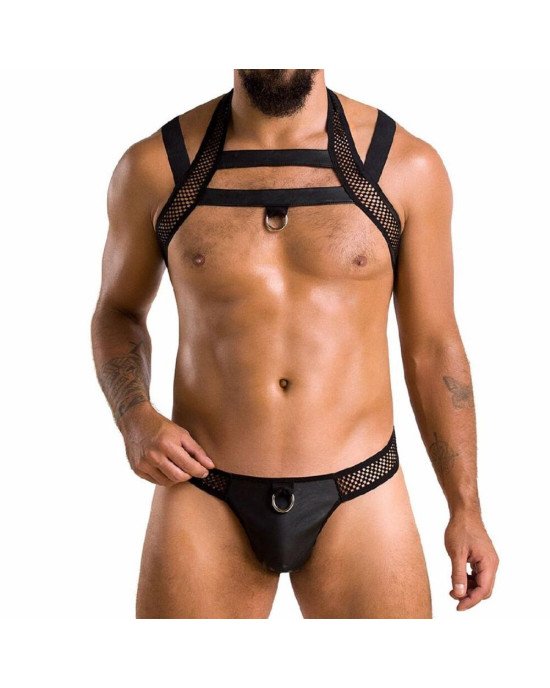Комплект чоловічої білизни з кріпленнями Passion 043 JACOB XXL/XXXL Black, труси, шлейки Комплект чоловічої білизни з кріпленнями Passion 043 JACOB XXL/XXXL Black, труси, шлейки