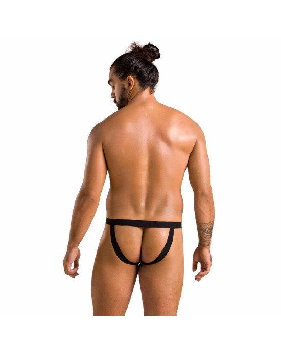 Чоловічі сліпи на шнурівці Passion 044 SLIP BEN L/XL Black, екошкіра, люверси