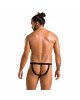 Чоловічі сліпи на шнурівці Passion 044 SLIP BEN L/XL Black, екошкіра, люверси
