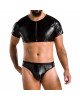 Комплект чоловічої білизни під латекс Passion 057 SET PETER S/M Black, кроп-топ, стринги