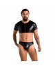 Комплект чоловічої білизни під латекс Passion 057 SET PETER XXL/XXXL Black, кроп-топ, стринги