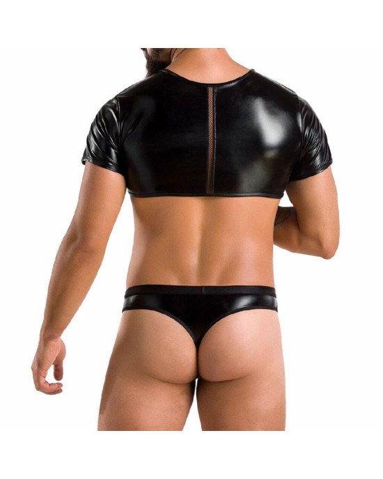 Комплект чоловічої білизни під латекс Passion 057 SET PETER XXL/XXXL Black, кроп-топ, стринги