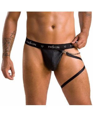 Чоловічі трусики танга з підв’язкою Passion 058 THONG BILL S/M Black
