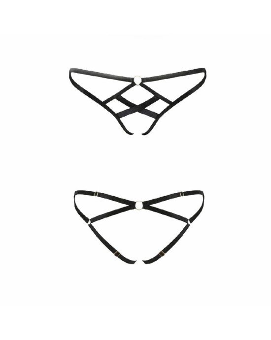 Трусики зі стреп NICKY THONG black XXL/XXXL - Passion Exclusive