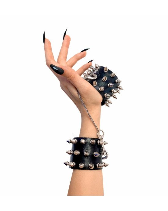 Наручники з шипами Art of Sex - Rose Spiked Leather Handcuffs, натуральна шкіра Наручники з шипами Art of Sex - Rose Spiked Leather Handcuffs, натуральна шкіра