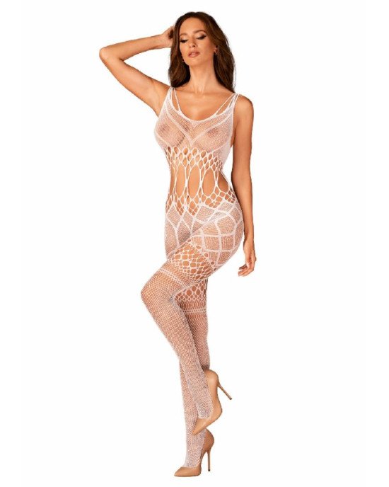 Сітчастий бодістокінг з імітацією топа та шортів Obsessive Bodystocking G330 S/M/L, white, з доступо Сітчастий бодістокінг з імітацією топа та шортів Obsessive Bodystocking G330 S/M/L, white, з доступо