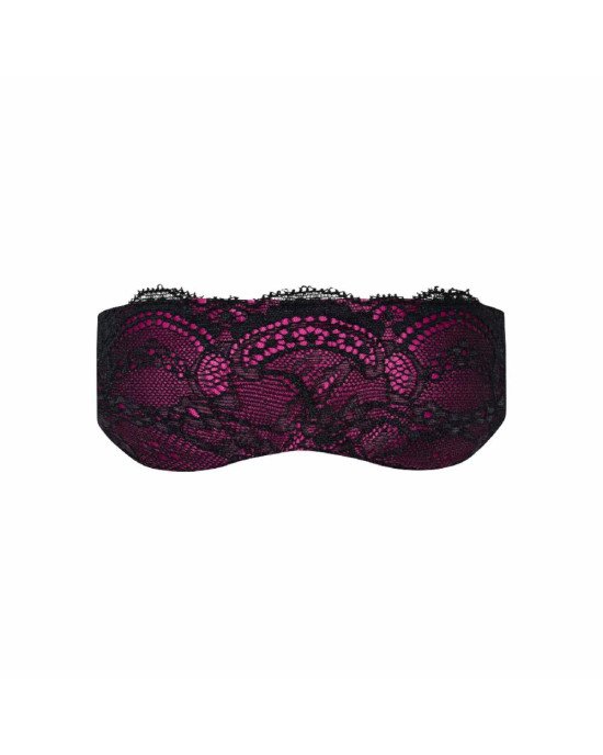 Атласна маска Obsessive Roseberry mask, pink, прикрашена мереживом, для сну Атласна маска Obsessive Roseberry mask, pink, прикрашена мереживом, для сну