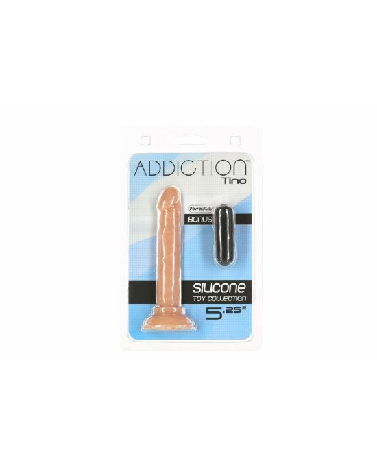 Фалоімітатор ADDICTION Tino 5.25″ Silicone Dildo, присоска, діаметр 1,9 см, віброкуля в подарунок Фалоімітатор ADDICTION Tino 5.25″ Silicone Dildo, присоска, діаметр 1,9 см, віброкуля в подарунок