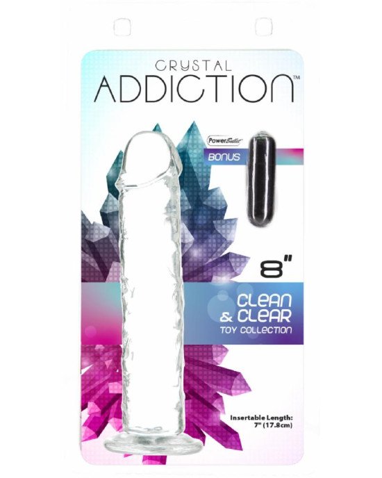 Прозорий фалоімітатор ADDICTION Vertical Dong 8″, присоска, діаметр 3,8 см, віброкуля в подарунок Прозорий фалоімітатор ADDICTION Vertical Dong 8″, присоска, діаметр 3,8 см, віброкуля в подарунок