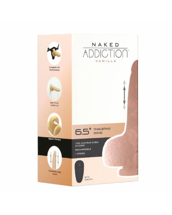 Фалоімітатор-пульсатор Naked Addiction 6.5″ Thrusting Dong With Remote, рухи вперед-назад, пульт ДК Фалоімітатор-пульсатор Naked Addiction 6.5″ Thrusting Dong With Remote, рухи вперед-назад, пульт ДК