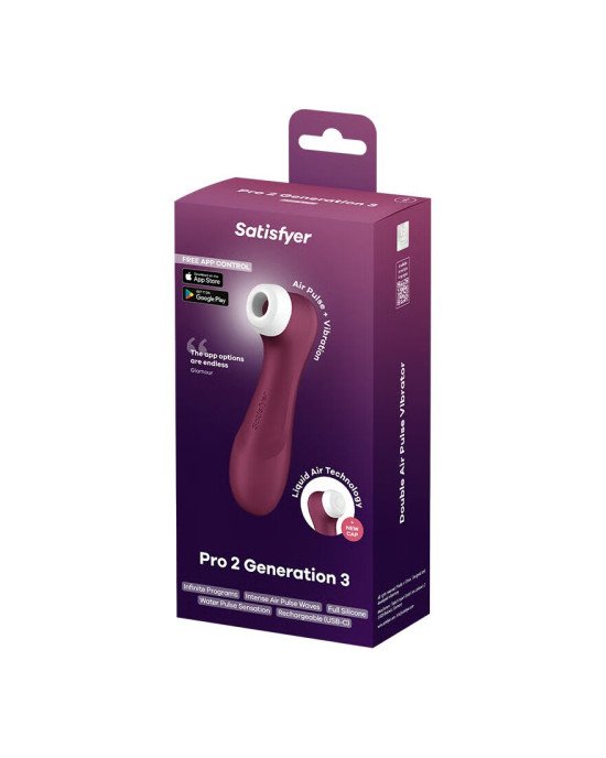 Вакуумний кліторальний стимулятор Satisfyer Pro 2 Generation 3 with Liquid Air Connect App Wіnе Red Вакуумний кліторальний стимулятор Satisfyer Pro 2 Generation 3 with Liquid Air Connect App Wіnе Red