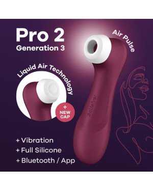 Вакуумний кліторальний стимулятор Satisfyer Pro 2 Generation 3 with Liquid Air Connect App Wіnе Red