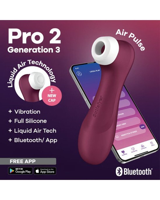 Вакуумний кліторальний стимулятор Satisfyer Pro 2 Generation 3 with Liquid Air Connect App Wіnе Red Вакуумний кліторальний стимулятор Satisfyer Pro 2 Generation 3 with Liquid Air Connect App Wіnе Red