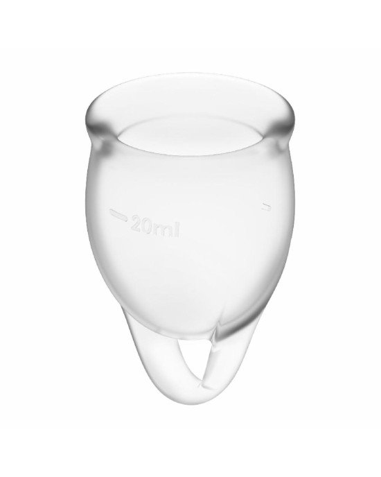 Набір менструальних чаш Satisfyer Feel Confident (Transparent), 15мл та 20мл, мішечок для зберігання Набір менструальних чаш Satisfyer Feel Confident (Transparent), 15мл та 20мл, мішечок для зберігання
