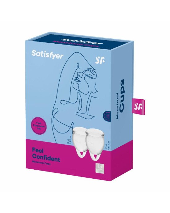 Набір менструальних чаш Satisfyer Feel Confident (Transparent), 15мл та 20мл, мішечок для зберігання Набір менструальних чаш Satisfyer Feel Confident (Transparent), 15мл та 20мл, мішечок для зберігання