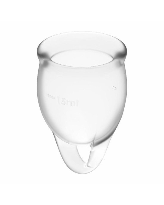 Набір менструальних чаш Satisfyer Feel Confident (Transparent), 15мл та 20мл, мішечок для зберігання Набір менструальних чаш Satisfyer Feel Confident (Transparent), 15мл та 20мл, мішечок для зберігання