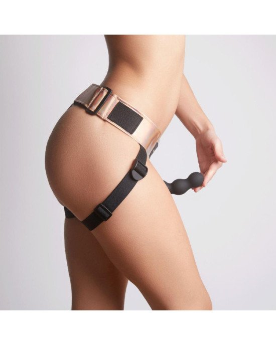 Трусики для страпона Strap-On-Me Leatherette Harness CURIOUS - HOLOGRAPHIC ROSE GOLD