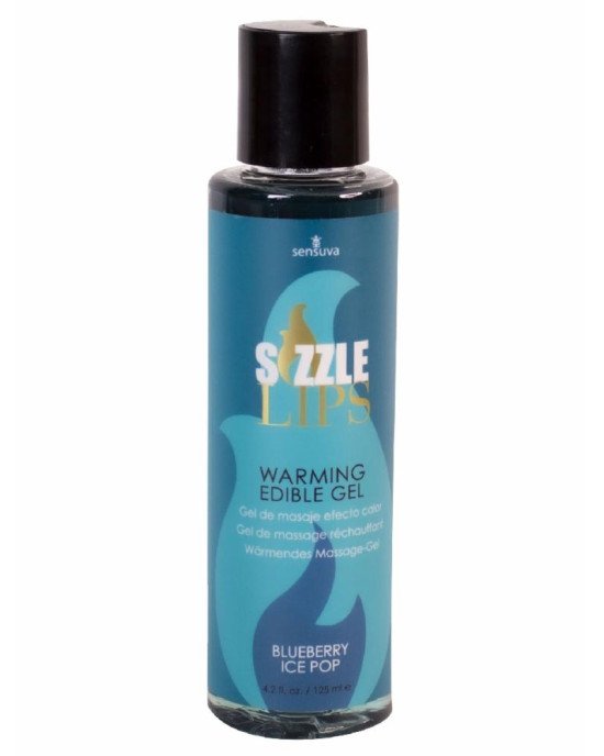 Согревающий массажный гель Sensuva Sizzle Lips Blueberry Ice Pop (125 мл), без сахара, съедобный Согревающий массажный гель Sensuva Sizzle Lips Blueberry Ice Pop (125 мл), без сахара, съедобный