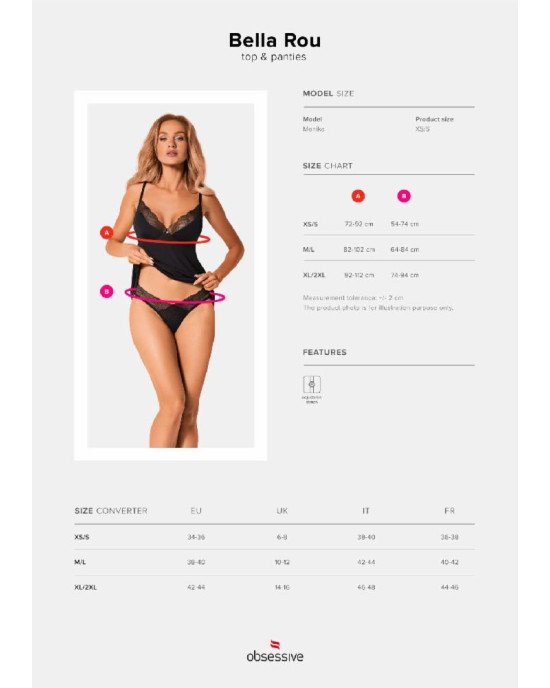 Топ та трусики Obsessive Bella Rou top & panties XL/2XL, топ, трусики Топ та трусики Obsessive Bella Rou top & panties XL/2XL, топ, трусики