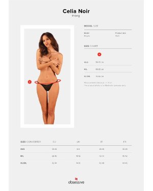 Прозорі стрінги із мереживом Obsessive Celia Noir thong XS/S