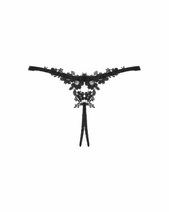 Прозорі стрінги з доступом Obsessive Celia Noir crotchless thong M/L Прозорі стрінги з доступом Obsessive Celia Noir crotchless thong M/L
