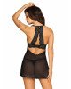 Прозора сорочка з відкритими грудьми Obsessive Pearlove chemise & thong black S/M, трусики Прозора сорочка з відкритими грудьми Obsessive Pearlove chemise & thong black S/M, трусики