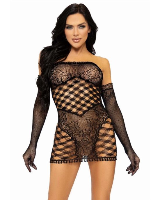 Leg Avenue 2 PC Tube dress and gloves OS Black