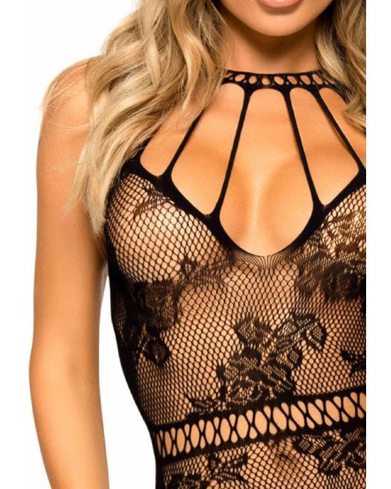 Ажурна сукня-сітка Leg Avenue Lace mini dress with cut-outs Black, one size Ажурна сукня-сітка Leg Avenue Lace mini dress with cut-outs Black, one size