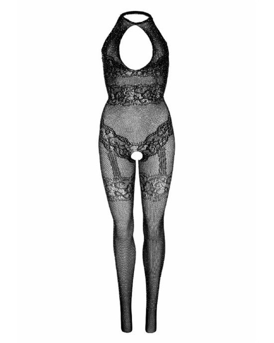 Leg Avenue Rhinestone Lace and Net Bodystocking OS Black