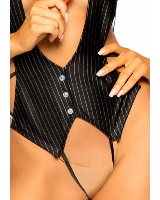 Рольовий костюм леді бос Leg Avenue Boss Babe, one size, боді з краваткою
