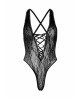 Leg Avenue Floral lace thong teddy OS Black