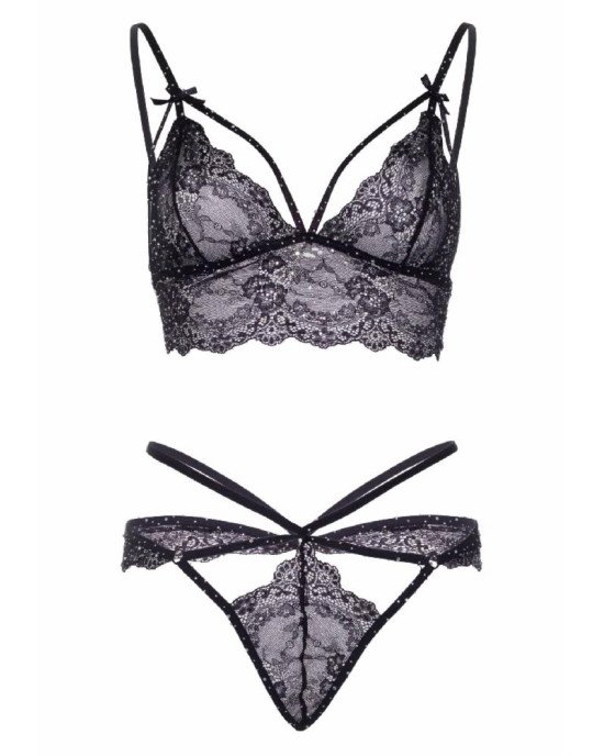 Leg Avenue Strappy bralette and g-string L Black