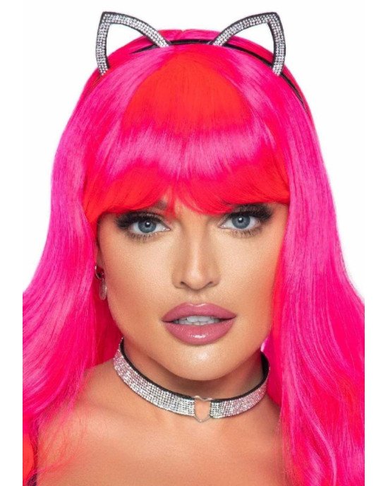 Leg Avenue Cat ear headband and choker Silver Leg Avenue Cat ear headband and choker Silver