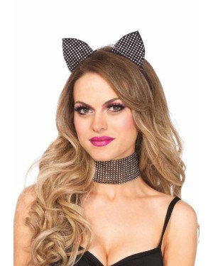 Leg Avenue Cat ear headband & choker set Black Leg Avenue Cat ear headband & choker set Black