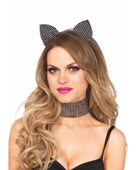 Leg Avenue Cat ear headband & choker set Black Leg Avenue Cat ear headband & choker set Black