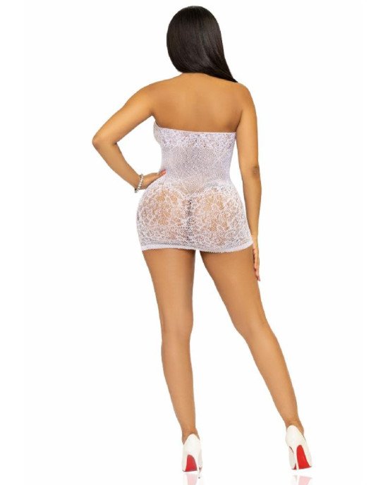 Сукня-сітка зі стразами Leg Avenue Rhinestone halter mini dress White, відкрита спина, one size